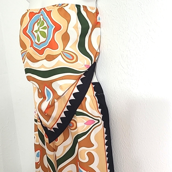 Shein Multicolor Strapless Bandana Top with Matching Wide Pants, Size XL - Picture 3 of 11